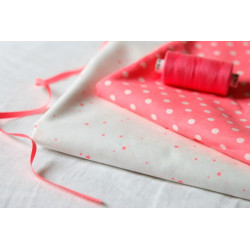 Batiste corail fluo ? pois blanc