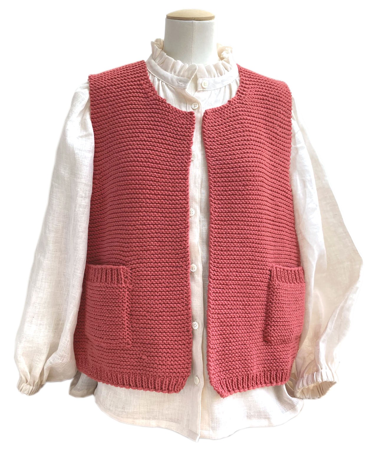 Gilet Tricoté Sans Manches Femme Col Rond Boutonné Imprimé Floral Vintage - Cardigan Élégant Automne Hiver Pull Ras Du Cou Chic