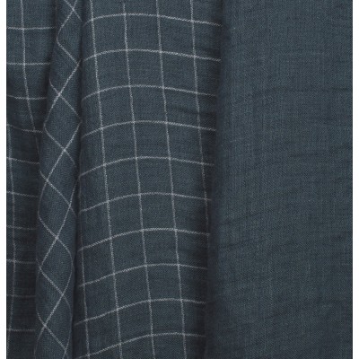 Dark grey double-sided checked linen