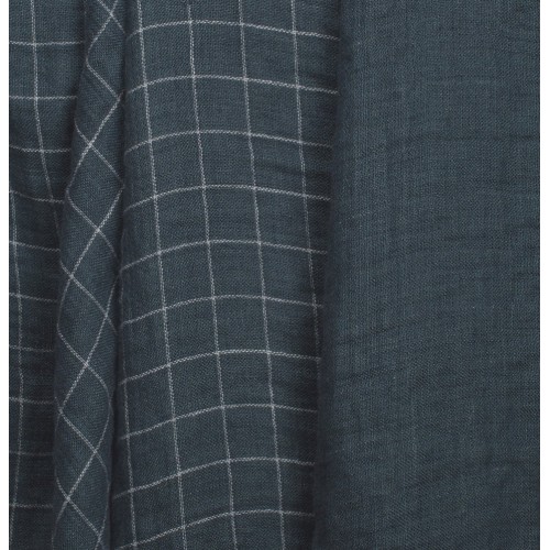Dark grey double-sided checked linen
