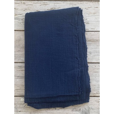 Coupon double gaze de coton bleu marine