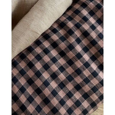 Gingham linen rosewood and black
