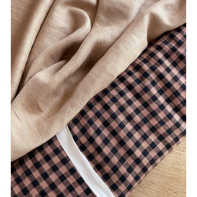 Coupon 3 m of gingham checks linen rosewood and black
