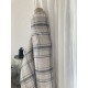 Linen natural and blue grey checks