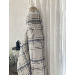 Linen natural and blue grey checks