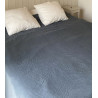 Large width washed linen grey blue
