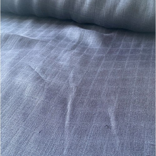 linen double gauze in light blue check