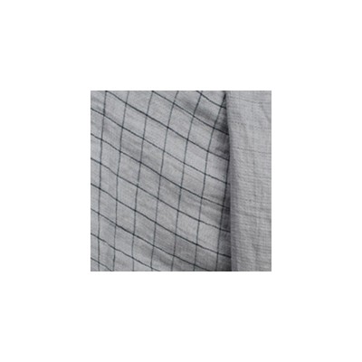 Coupon 1m70 de lin double face à carreaux gris bleu