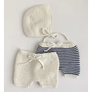 Knitting pattern Citronille in french, striped hat and short 