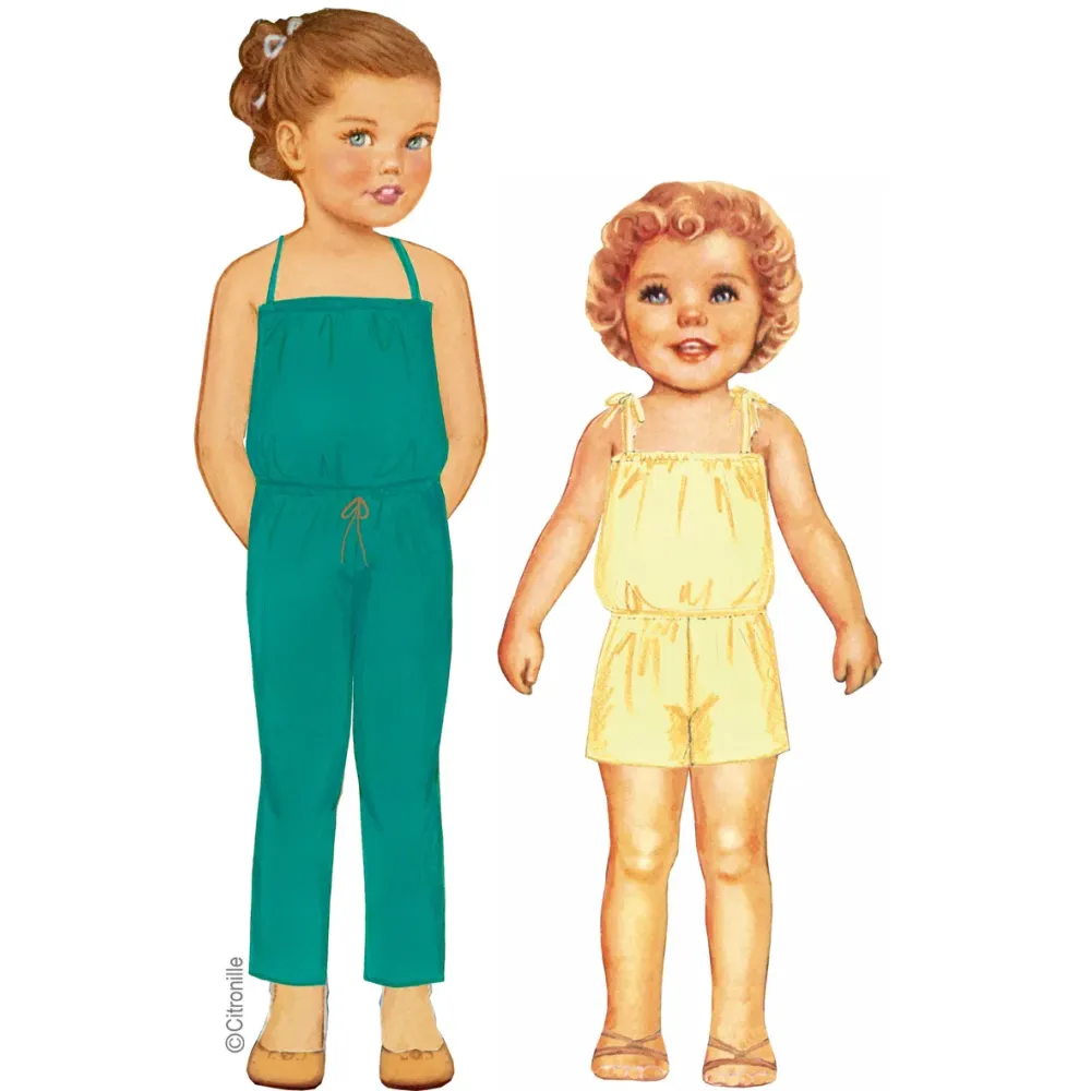 Citronille sewing pattern to download for children jumpsuit with ties on shoulders