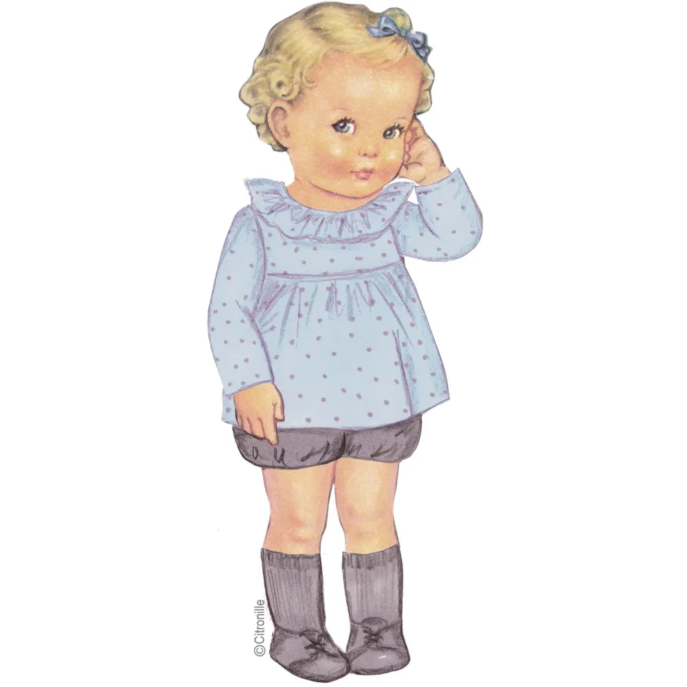 Citronille sewing pattern for babies Myrantine top with ruffled collar long sleeves