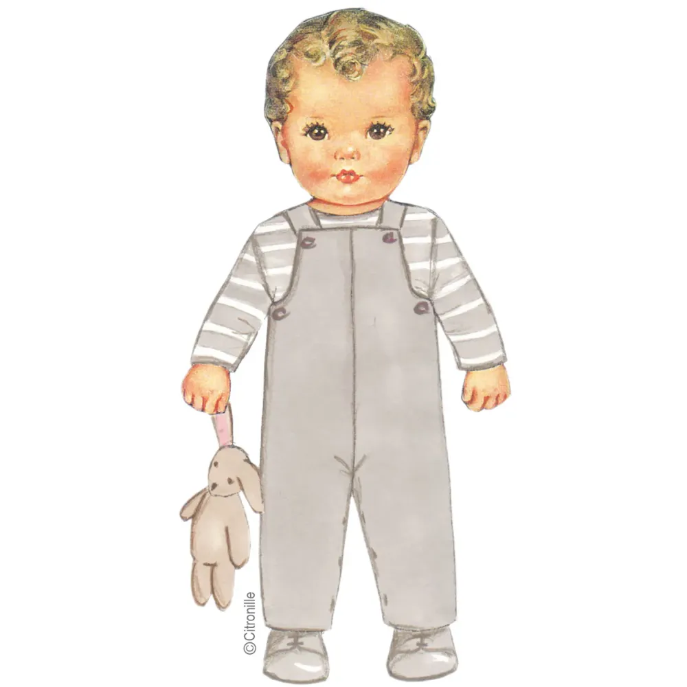 Citronille sewing pattern for babies Basile dungarees that can be made in a long or short style