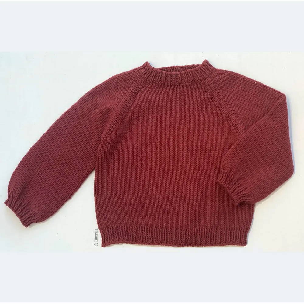 patron tricot pour enfant citronille pull-over ras du cou en coton Scarlett de Fonty