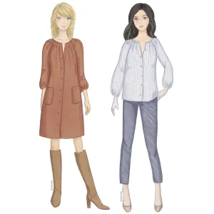PDF downloadable sewing pattern for woman Citronille tunic or dress Alba